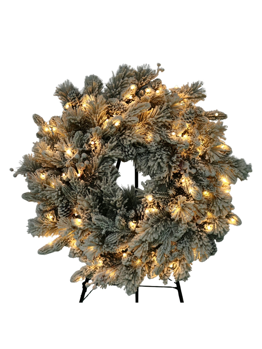 30'' Flocked Vermont Pine Wreath